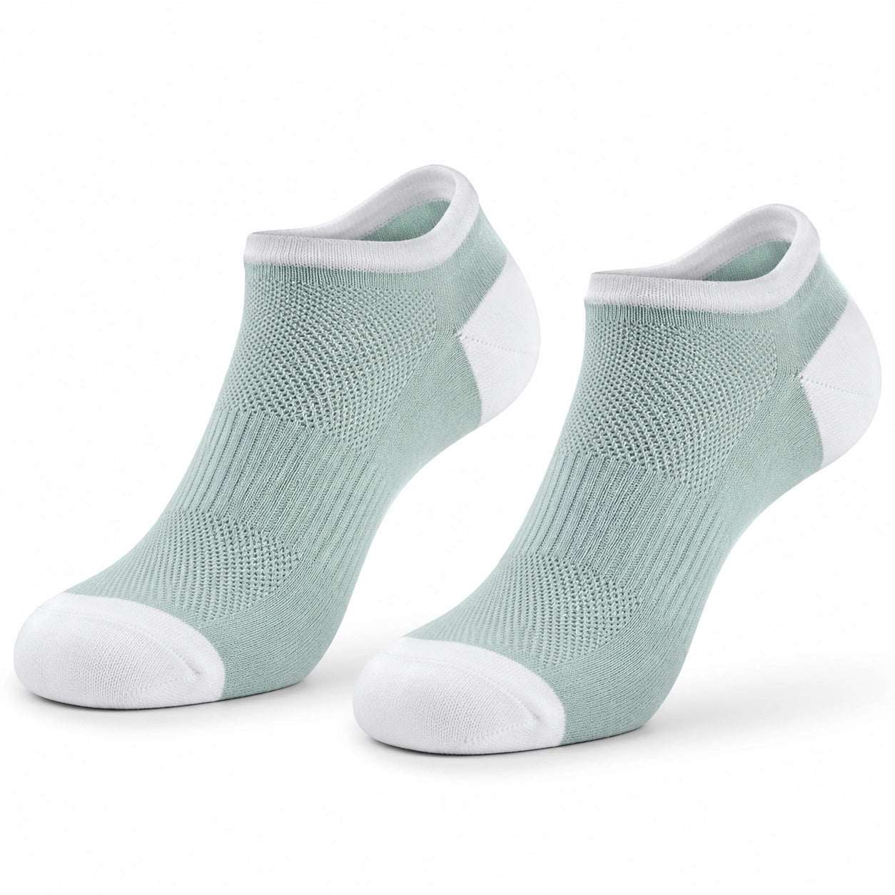 Chaussettes basses 35-38 en maille vert menthe et blanc pour sport respirantes