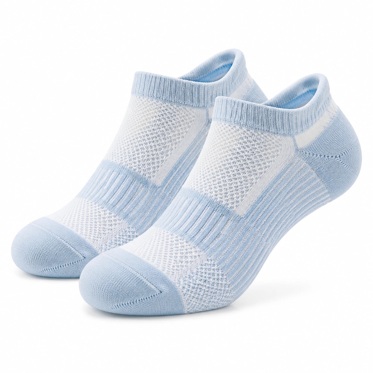 Chaussettes 43-46 en maille textile bleu clair et blanc pour sport style socquette