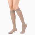 Chaussettes mi-bas 39-42 beige maille côtelée style classique