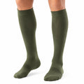 Chaussettes hautes 35-38 en maille textile vert olive - unies côtelées