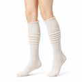 Chaussettes hautes 35-38 en maille écrue pour femme style plissé