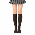 Chaussettes hautes 35-38 en maille côtelée marron foncé style uniforme