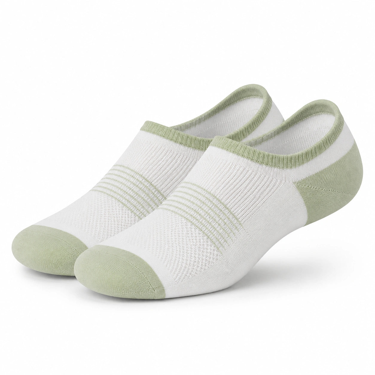Chaussettes invisibles 35-38 en maille blanche et vert sauge pour usage quotidien