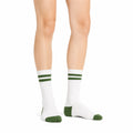 Chaussettes mi-mollet 43-46 blanches et vertes à côtes style sportif