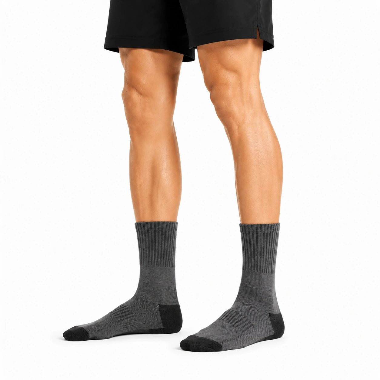Chaussettes de sport 35-38 en maille gris anthracite et noir à tige mi-haute