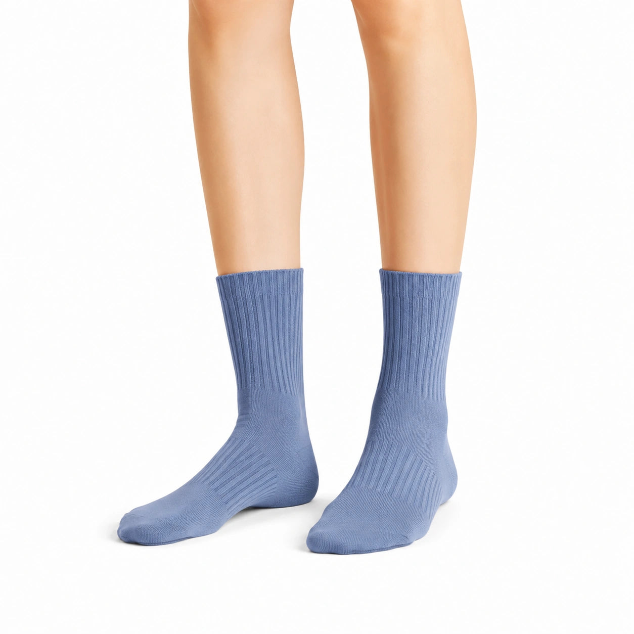 Chaussettes mi-mollet 35-38 en maille bleue côtelée - style décontracté