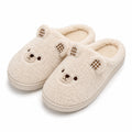 Chaussons 42/43 en textile bouclé écru à motif ours pour intérieur