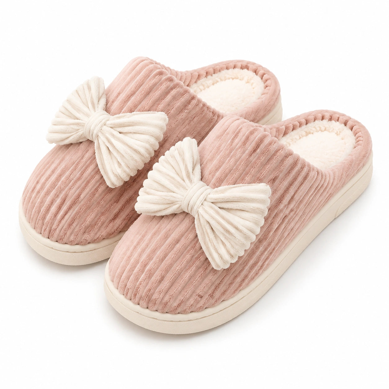 Chaussons 42/43 en textile rose à nœud pour intérieur