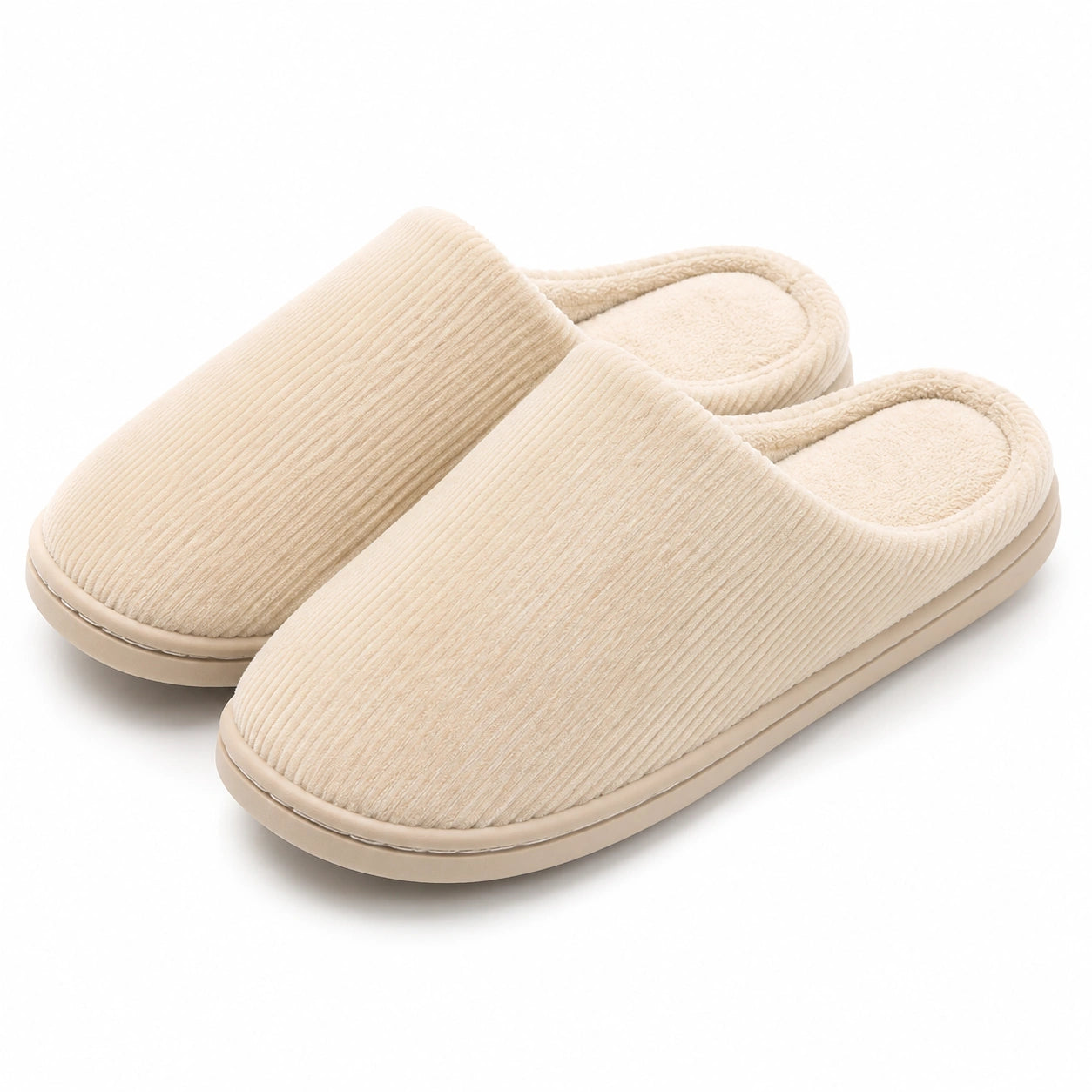 Chaussons d'intérieur 40/41 en textile côtelé beige à enfiler