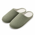 Chaussons 40/41 en textile côtelé vert sauge - mules d'intérieur confortables