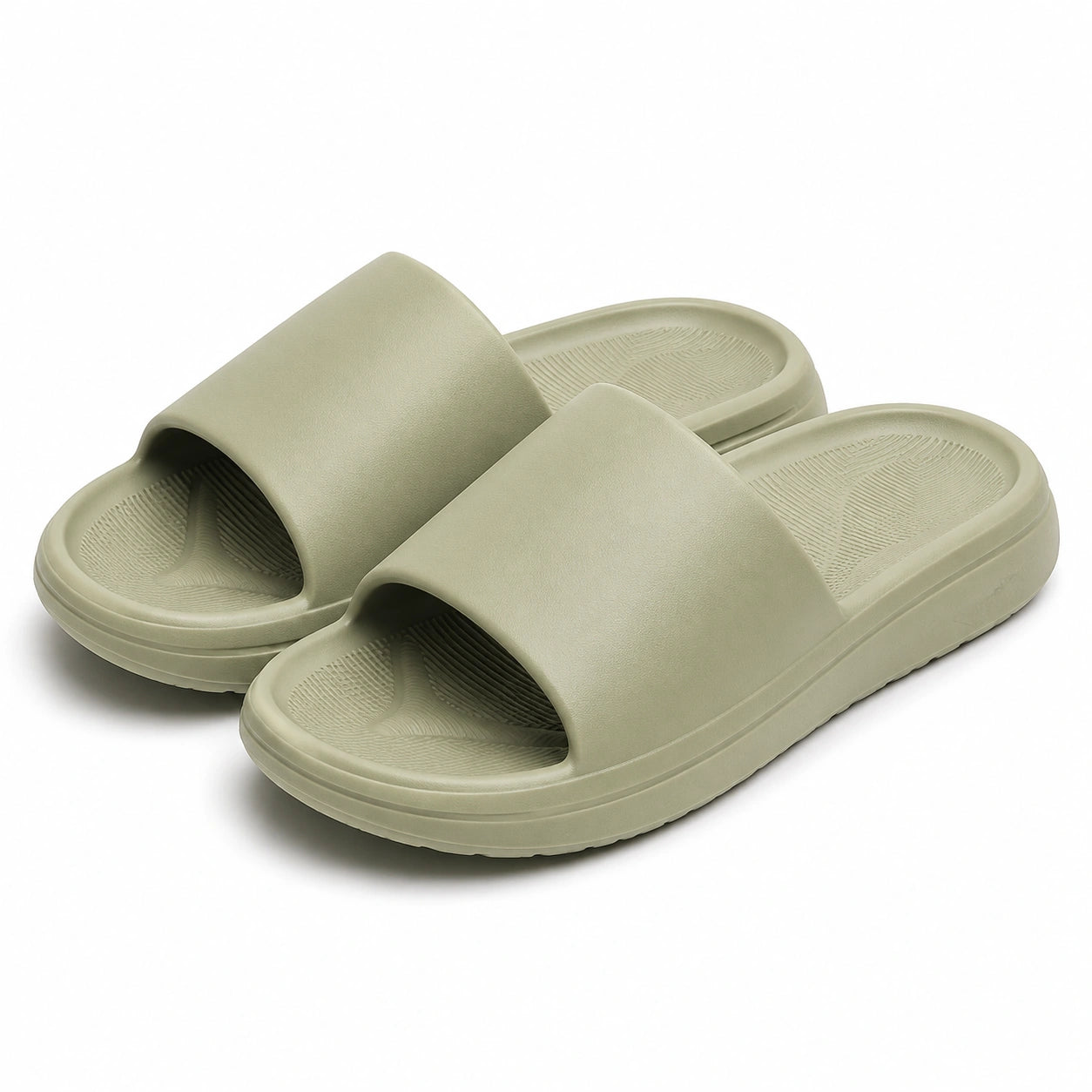 Claquettes 40/41 en mousse synthétique vert sauge à bride large pour adulte