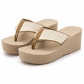 Tongs compensées 42/43 beige en textile à semelle plateforme pour femme