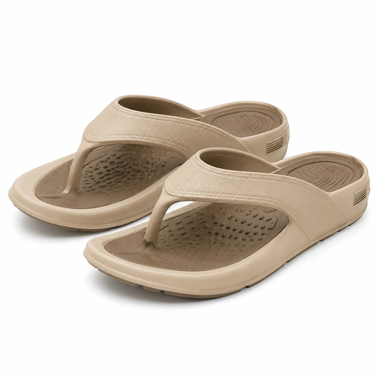 Tongs 38/39 en matière synthétique beige pour plage et piscine à semelle texturée