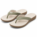Tongs femme taille 38/39 en matière synthétique vert sauge et beige à semelle compensée
